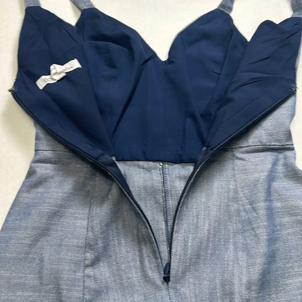 BCBGeneration Sleeveless Blue Chambray Women's Mini Dress Size 0 Preppy Academia - Picture 6 of 10